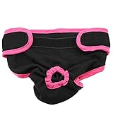 Hundewindeln für Hündinnen, Waschbar Schutzhose Hundewindeln Robuste und Wiederverwendbare Hund Hygieneunterhose aus Baumwolle mit Magictape für Weibliche Haustiere Hunde Welpen(schwarz M)