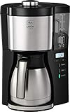 Melitta 1025-18 Look V Timer Filter-Kaffeemaschine mit Thermo-Kanne und Timerfunktion, 1080, abnehmbaren Wassertank und Entkalkungsprogramm, 1.25 liters, schw