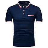 Polo T Shirt Top Bluse Mode Persönlichkeit Herren Sommer Casual Slim Kurzarm (XL,2marine)