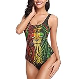 QG ZZX Jamaica Rasta Lion Damen Einteiler Badeanzüge High Cut Low Back Bademode Mode Badeanzug