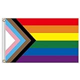Aznever Gay Pride Rainbow LGBT Flagge - 3 x 5 ft Dauerhafter UV-resistenter Fortschritt Stolzflagge, LGBT-Community Gay Pride Lesbian Transgender Bisexuelle Flaggen B