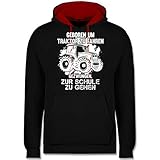 Shirtracer Fahrzeuge Fahrrad Bagger und Co. - Geboren um Traktor zu Fahren - M - Schwarz/Rot - BAU Simulator pc - JH003 - Hoodie zweifarbig und Kapuzenpullover für Herren und D