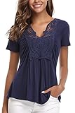 MISS MOLY Shirt Damen Sexy Tunika Sommer Oberteile V Ausschnitt Tuniken Navyblau M