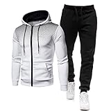 EMPERSTAR Hoodie Lässiger Sportpullover Lockeres Sweatshirt Mit Tasche Jacken-Set Weiß+M