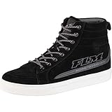 FLM Motorradschuhe, Motorradstiefel lang City Schuh, verstärkter Knöchelbereich, atmungsaktiv, ergonomisch geformtes Fußbett, Nubukleder, rutschfeste Funktions-Gummisohle, Schwarz, 36