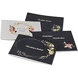 4 Stück Beileidskarten mit Umschlag hochwertig im Bundle, gefalzt auf DIN A6 quer mit Innentext, Trauerkarten mit Umschlag edel, Trauerkarte, Beileidskarte, Kondolenzkarte stilvoll, Trauerkarten S