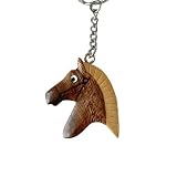 JA Horse - Holz Schlüsselanhänger Pferd Pferdchen Pony Reiten Tier handgemacht (Kleiner brauner Pferdekopf)