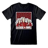 La Casa De Papel Geld Heist Gruppe Sketch Herren-T-Shirt Schwarz 4XL | S-XXXXXL, Netflix Krimi-Drama mit Rundhalsausschnitt Graphic Tee, Geburtstagsgeschenkidee für Männer, für Haus oder Gy