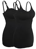 iloveSIA 2X Still Tops Damen ohne Bügel bequemer Still-Tanktops Schwangerschafts-top Schwarz,Größe S