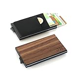 Kreditkartenetui aus Holz personalisiert mit Gravur | Slim Wallet | Geldfach | Scheinfach | Kreditkartenhalter | RFID NFC Schutz | Geschenk Männer Frauen Papa M