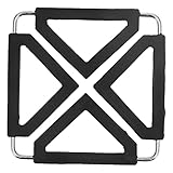 Silikon-Untersetzer-Untersetzer Edelstahl Hot Pot Holder Rutschfeste Untersetzer Wärmeisolierende Schüsselmatten Faltbare Tischunterlage Geschirr Tischset für Heiße Pfannen Schüsseln(Schwarz)