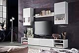trendteam Wohnzimmer Anbauwand Wohnwand Clark, 240 x 179 x 40 cm in Weiß Hochglanz mit viel S