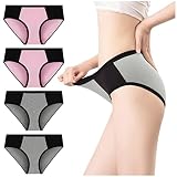 Zhiyao Unterhosen Damen Baumwolle Hohe Taille Slips Frauen Unterwäsche Taillenslip 4er Pack