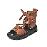 Modische Plateau-Sandalen für Reisen, Peep-Toe, rutschfeste Espadrille, flache Form, verstellbare Knöchelriemchen, braun, 36.5 EU