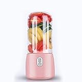 Berhgjjsds Mixer Cup Mini USB aufladbare tragbare elektrische Entsafter Frucht-Gemüse-Mixer EIS Smoothie Maker Blender Maschine Entsaften Cup mit Deckel (Color : Pink)