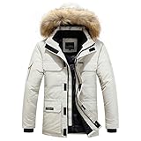 AmyGline Jacke Herren Winterjacke Parka Mantel Daunenjacke mit Fellkapuze Steppjacke Warme Verdicken Wintermantel Sweatjack