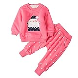 Proumy Weihnachten Baby Kleidung Set Kinder Pullover Pyjama Outfits Set Hose Kleinkind Kinder Baby Mädchen Jungen Weihnachtsmann Print Pullover Sweatshirt Tops(Rosa,Recommeded Age:18-24 Months)