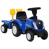 vidaXL Kindertraktor mit Anhänger Trettraktor Tretauto Kinder Traktor Kinderfahrzeug Kinderauto Aufsitztraktor für 12-36 Monate B