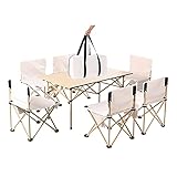 KAUTO Campingtischstühle 7-teiliges Aluminium Klapptisch-Set, Leichter und langlebiger Outdoor-Picknicktisch, geeignet für den Innenhof-Reisegrilltisch 95x57x50