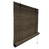 Victoria M. Bambusrollo Blickdicht 120 x 160 cm, Hochwertiges Fenster-Rollo Bambus für Innen, Praktisches Sonnenschutz und Sichtschutz Rollo Seitenzugrollo für Fenster und Türen in Dunkelb