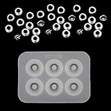siwetg 1 Packung S925 Perlenkappen-Silikonform-Set Add-a-Bead Armband Perlen Schmuck DIY 30 Stück 925 Silber Unterlegscheibe MD1158 Big H