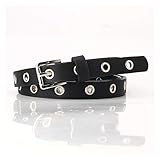 HAIQINGMY Damen Taillengürtel Vintage Punk Black Rote Gürtel Für Frauen Löcher Hohl Leder Taille Gürtel Weibliche Tülle Öse Dünne schmale Temperamentgürtel (Belt Length : 105CM, Color : B)
