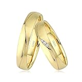 GIORO Loreto Eheringe Trauringe Hochzeitsringe massiv Gold *handgefasste Brillanten* Paarpreis Echtes Gold (8 Karat (333) Gelbgold)
