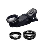 SBVSDB 3 in 1 Handy Objektiv Set, Handy Objektiv Kamera Linse Kit (180° Fisheye Linse) + Weitwinkel (0,67x Wide) + Makroobjektiv (10x) - für alle Handys geeig