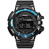 Hirolan Neu Sport Uhr Herren Digital Schwarz Uhren FüR MäNner Mit Countdown Wasserdichte Silikon Armband Armbanduhr Junge Lcd Digital Stoppuhr Datum Gummi Sport Armb