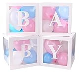 SIRENK Ballonbox-Baby-Dusche-Dekorationen, Mit 30 Ballons Und 29 Buchstaben, Weißer Transparenter Ballonbox Gender-Display-Box-Babyparty-Geburtstagsfeier-Weihnachtsdek