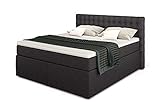 Betten Jumbo King Boxspringbett 160x200 cm 7-Zonen TFK Härtegrad H3 und Visco-Topper | Farbe Anthrazit | div. Größen verfügb