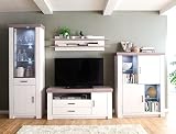 expendio Wohnwand Eppan 20 Pinie Weiss Nb 340x210x55 cm 4-teilig Wohnzimmer TV-Wand Anbauwand Schrankwand LED, Beleuchtung:mit Beleuchtung