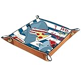 Schreibtisch Aufbewahrung Valet Tray, Leder Faltschale Schmuckablage Lustige Cartoon-hungrige Fische, die Pizza isst für Desktop, Büro, Schlüssel, Schmuck