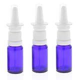 Leere Blauglas Nasenspray-Flasche 10ml mit Fingerzerstäuber, Kosmetex Glas Nasenzerstäuber Vaporizer Nasensprühflasche, 3x 10 ml Blaug