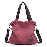 KSIBNW Handtasche Damen Umhängetasche Fashion Casual Damen Leinentasche mit großer Kapazität,Handtasche 2 in 1 Einkaufstasche, Praktische Schultaschen Schulranzen für Damen Mädchen Purp