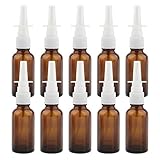 10 Stück Leere Glas Nasenspray-Flasche 30ml mit Fingerzerstäuber, Nasenzerstäuber Vaporizer Nasensprühflasche - B