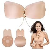 Chalier 2 Stück Klebe BH,Trägerlos Unsichtbare Push Up BH Nippel Cover,Selbstklebend BH für Rückenfreies Abendkleid,Tasse C-D