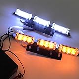 HEHEMM 18 LED Auto Warnleuchte Notlicht Auto Blinklichtleiste für Motorrad LKW (Weiß Gelb)