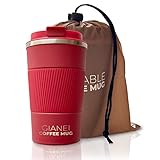 Gianei thermobecher kaffee to go - Vakuumisolierter Edelstahl Kaffeebecher to go mit Auslaufsicher Deckel, glühwein to go thermo becher, 380ml coffee to go becher mit mitgelieferter Trag