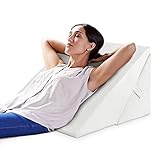 GOPLUS Keilkissen zum Relaxen, Lesekissen aus Memory Foam, Rückenkissen mit Abnehmbarem Bezug, auch als Beinkissen, mit Griff, Waschbarer Bezug, Relaxkissen für Bett Couch, Farbwahl (Weiß)
