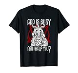 God Is Busy Can I Help You I Baphomet Okkult T-S