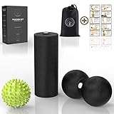 M.S.Lemberg® Faszien Massage Set inkl. Mini Faszienrolle klein, Igelball Fußmassage & Duoball - Nacken Rücken Fuß - Faszienball, Massageball mit Noppen hart, Peanut Ball Rolle, Faszienkug