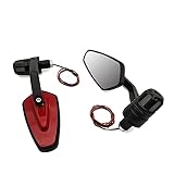 Motorrad Lenkspiegel Mit Blinker Für Suzuki Für GSF650 Für Bandit Für GSX1250 F/sa/ABS Für GSX1400 Für GSX650F Für HAYABUSA/GSXR1300 Motorrad Spiegel (Color : Red)