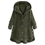 RMBLYfeiye Damen Cordjacke Warm Dicke Winterjacke Oversize Teddy Fleecejacke Lose Kapuzenjacke Herbst Winter Plüschmantel Hooded Jack