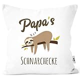 MoonWorks® Kissen-Bezug Spruch Opa's Oma's Mama's Papa's Schnarchecke Faultier Print Kissen-Hülle Deko-Kissen Baumwolle Papa weiß U