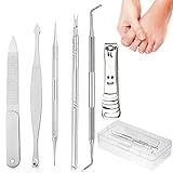 Acmerota 7 PCS Eingewachsene Zehennägel Set Werkzeugsatz Eingewachsener Werkzeugsatz Nagelfeile, Nagelknipser Professionelles Werkzeugset für eingewachsenen und dicken Nagel E