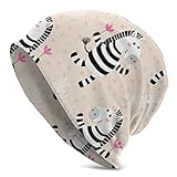 ZVEZVI Happy Zebra Blumen Strickmütze Wintermütze Warm, Dehnbar Weich Beanie Mützen für Herren und Damen, ganzjährig