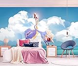 Nordic Pink Paar Flamingo Blue Sky Kinderzimmer Hintergrund Wand 5D Dekoration Malerei Wandbild Tapete Wanddekoration fototapete 3d Vlies wandbild Schlafzimmer-300cm×210