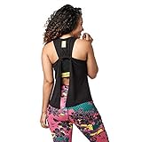 Zumba Fitness Damen Tanktops Women's Sexy Open Back Breathable Workout Tank Top, Bold Black D, M