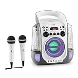 auna Kara Liquida Karaoke Anlage - Karaoke Maschine mit 2 x Mikrofon, Karaoke Box mit Spezialeffekten: Wasserfontäne, Echo und LED-Licht, A.V.C-Funktion, CD+G-Player, USB, MP3-fähig, schw